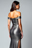 Load image into Gallery viewer, Dark Grey Off the Shoulder Long Formal Dress with Slit