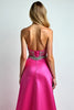 Load image into Gallery viewer, Fuchsia A Line Beaded Sweetheart Long Prom Dress with Slit