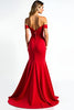 Load image into Gallery viewer, Sheath Red Off the Shoulder Long Prom Dress with Appliques