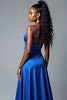 Load image into Gallery viewer, Royal Blue A Line Long Satin Prom Dress with Slit