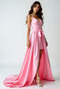 Load image into Gallery viewer, Pink Asymmetrical V-Neck High-Low Prom Dress