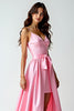 Load image into Gallery viewer, Pink Asymmetrical V-Neck High-Low Prom Dress