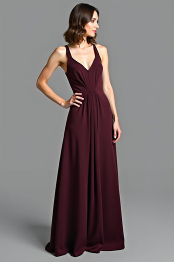 Cabernet V-Neck A Line Long Formal Dress