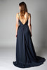 Load image into Gallery viewer, Navy Spagehtti Straps A Line Long Chiffon Bridesmaid Dress