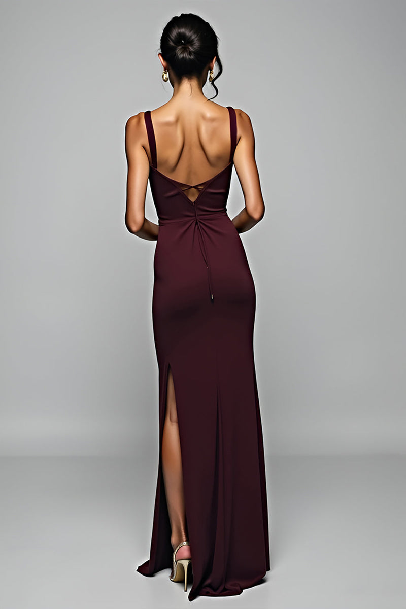 Load image into Gallery viewer, Cabernet Sheath Backless Long Formal Dress with Slit