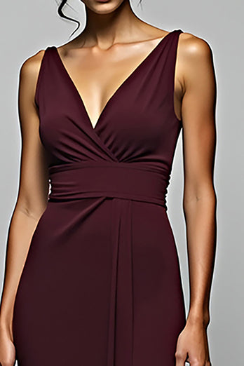 Cabernet Sheath Backless Long Formal Dress with Slit