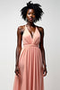 Load image into Gallery viewer, Blush Pink A Line Halter Ruched Long Formal Dress