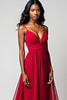 Load image into Gallery viewer, Red Spaghetti Straps Backless Ruched Long Formal Dress