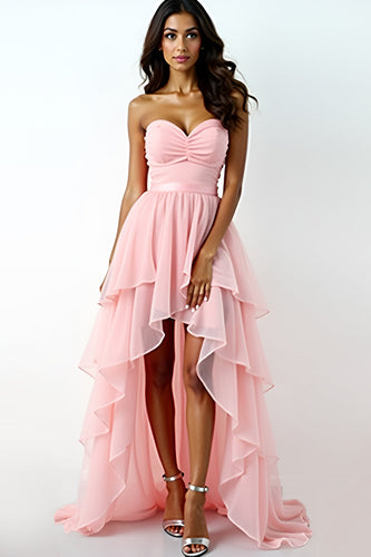 Blush Pink Sweetheart Asymmetrical Formal Dress