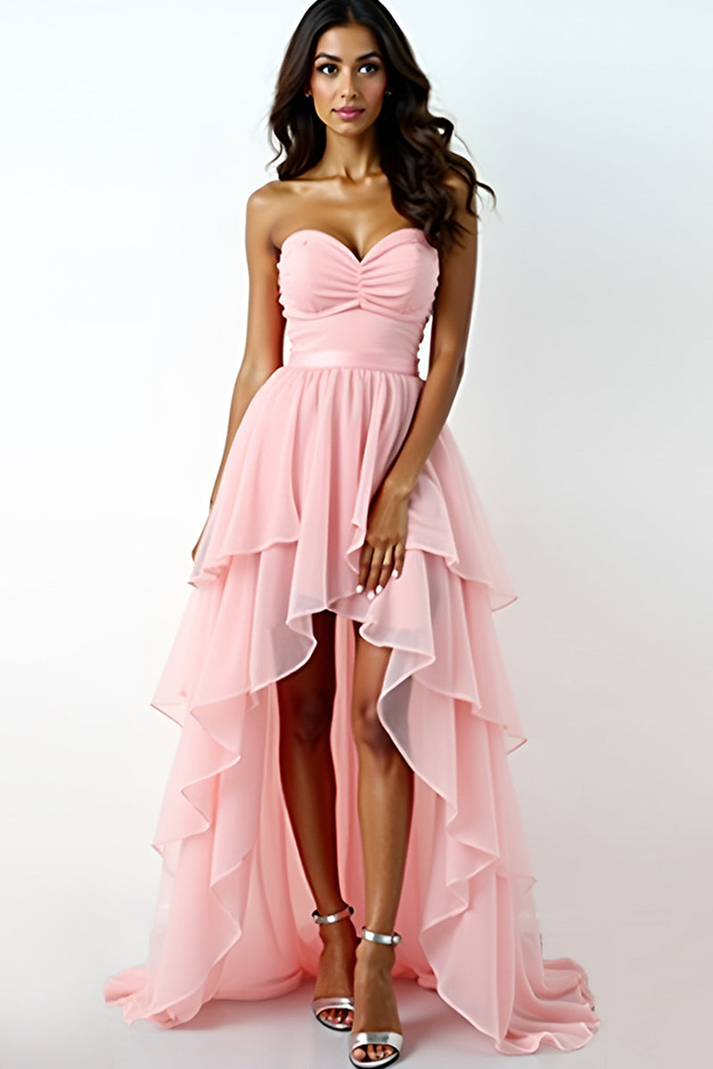 Load image into Gallery viewer, Blush Pink Sweetheart Asymmetrical Formal Dress