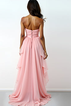 Blush Pink Sweetheart Asymmetrical Formal Dress