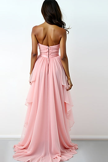 Blush Pink Sweetheart Asymmetrical Formal Dress