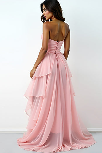 Blush Pink Sweetheart Asymmetrical Formal Dress