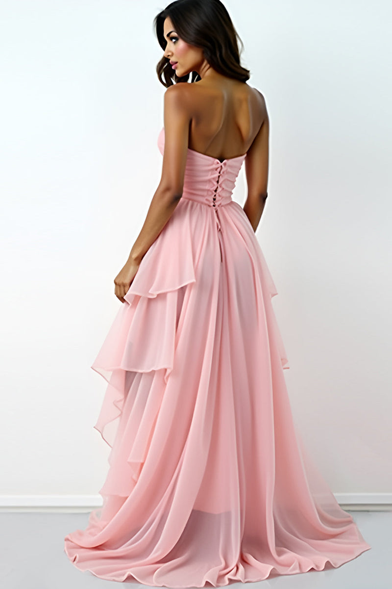 Load image into Gallery viewer, Blush Pink Sweetheart Asymmetrical Formal Dress