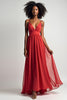 Load image into Gallery viewer, Red Flowy A Line Long Chiffon Bridesmaid Dress