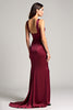 Load image into Gallery viewer, Burgundy Sheath Backless Ruched Satin Long Formal Dress