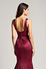 Load image into Gallery viewer, Burgundy Sheath Backless Ruched Satin Long Formal Dress