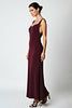 Load image into Gallery viewer, Cabernet Sheath Tea Length Satin Bridesmaid Dress