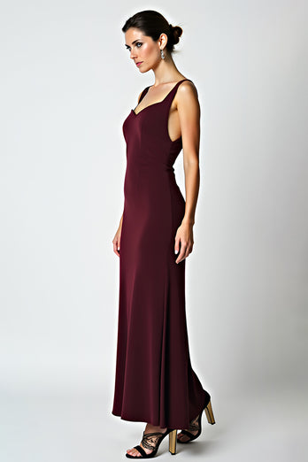 Cabernet Sheath Tea Length Satin Bridesmaid Dress