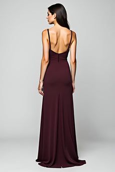 Cabernet Backless Chiffon Deep V-Neck Long Formal Dress