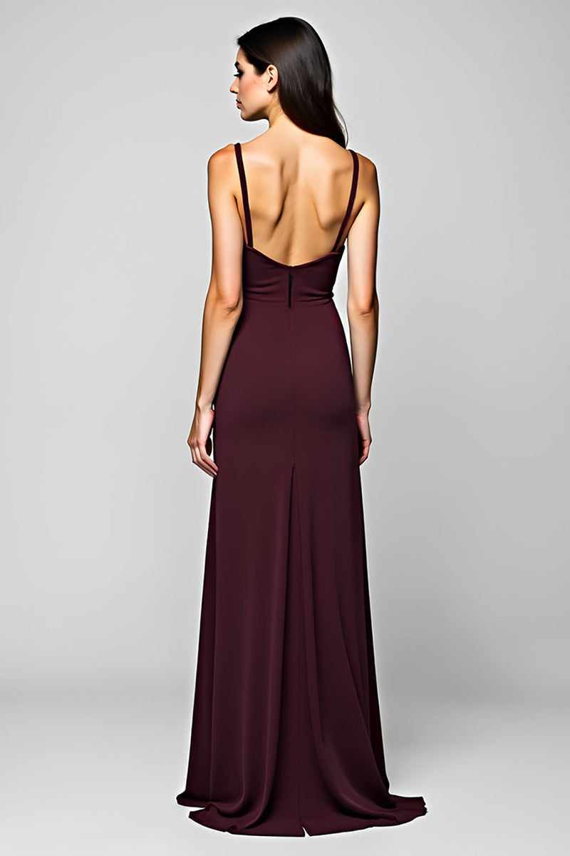 Load image into Gallery viewer, Cabernet Backless Chiffon Deep V-Neck Long Formal Dress