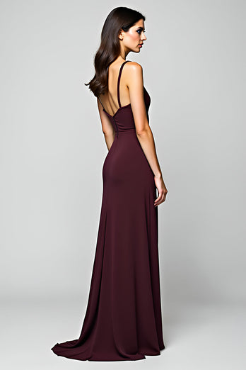 Cabernet Backless Chiffon Deep V-Neck Long Formal Dress