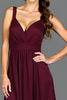 Load image into Gallery viewer, Cabernet A Line Ruched V-Neck Long Formal Dress