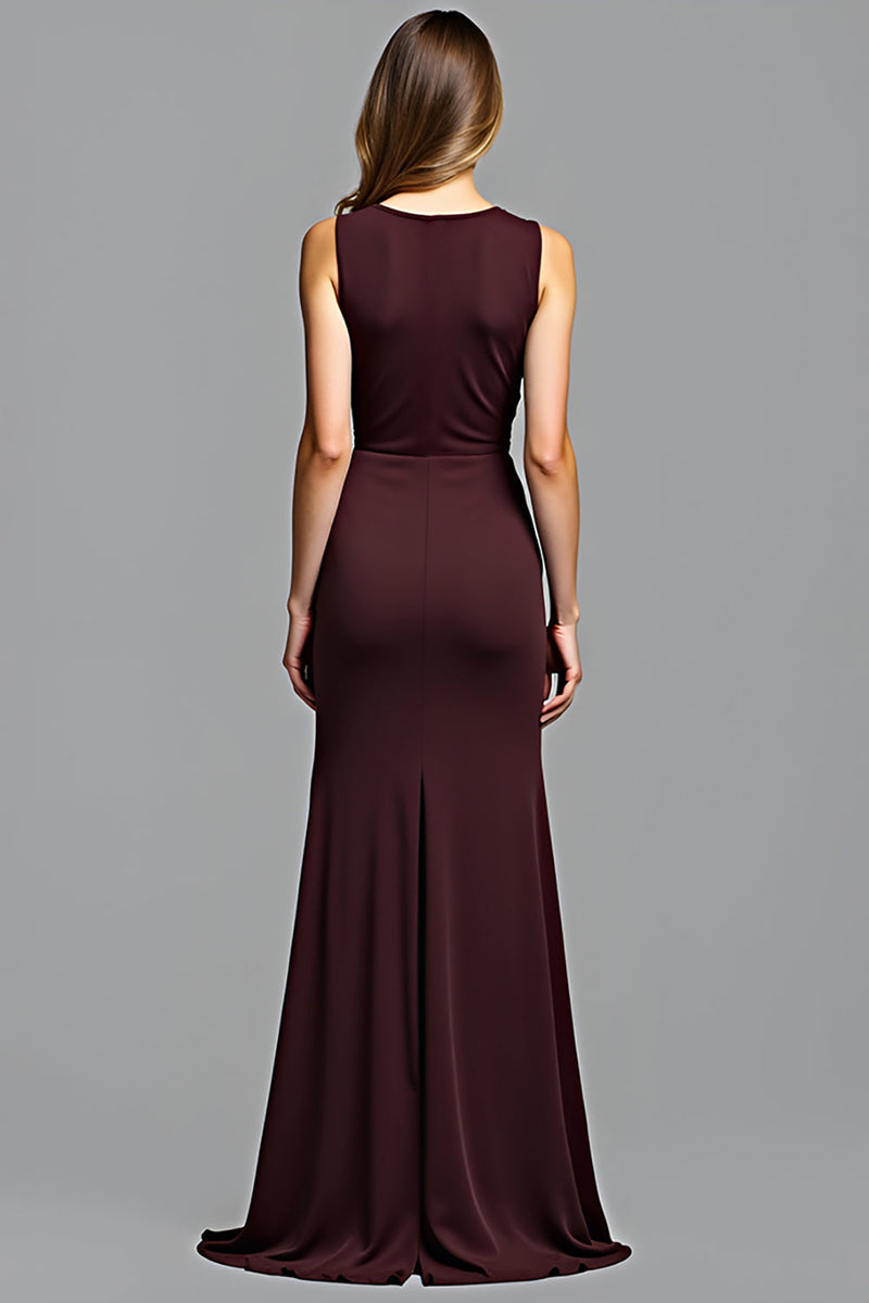 Load image into Gallery viewer, Cabernet Sheath Deep Ruched V-Neck Long Formal Dress