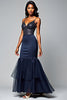 Load image into Gallery viewer, Sparkly Navy Spaghetti Straps Long Formal Dress