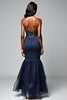 Load image into Gallery viewer, Sparkly Navy Spaghetti Straps Long Formal Dress