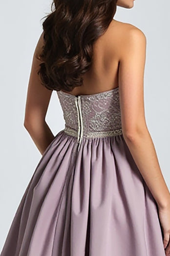 Purple A Line Satin Spaghetti Straps Long Prom Dress