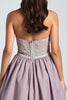 Load image into Gallery viewer, Purple A Line Satin Spaghetti Straps Long Prom Dress