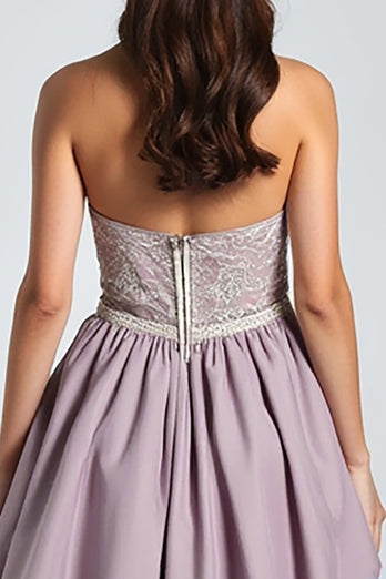 Purple A Line Satin Spaghetti Straps Long Prom Dress