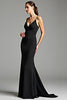 Load image into Gallery viewer, Black Spaghetti Straps Backless Long Satin Graduation Dress