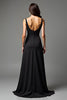 Load image into Gallery viewer, Black A Line V-Neck Long Satin Graduation Dress