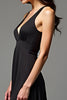 Load image into Gallery viewer, Black A Line V-Neck Long Satin Graduation Dress