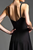 Load image into Gallery viewer, Black Spaghetti Straps A Line Long Satin Graduation Dress