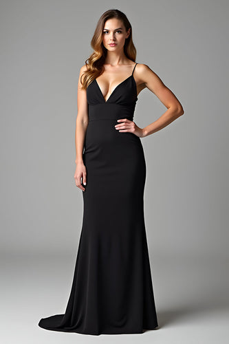 Modest Black Sheath Long Graduation Dress