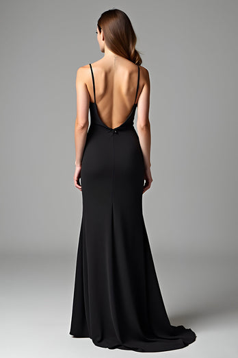 Modest Black Sheath Long Graduation Dress