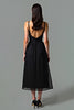 Load image into Gallery viewer, Black A Line Backless Pleated Long Graduation Dress