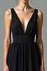 Load image into Gallery viewer, Black A Line Backless Pleated Long Graduation Dress