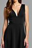 Load image into Gallery viewer, Black V-Neck A Line Knee Length Graduation Dress