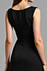 Load image into Gallery viewer, Black V-Neck A Line Knee Length Graduation Dress