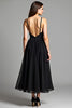 Load image into Gallery viewer, Black A Line V-Neck Long Backless Graduation Dress