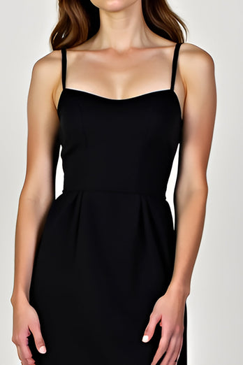 Black Sheath Satin Short Graduation Dress