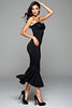 Load image into Gallery viewer, Black Strapless Satin Long Graduation Dress with Slit