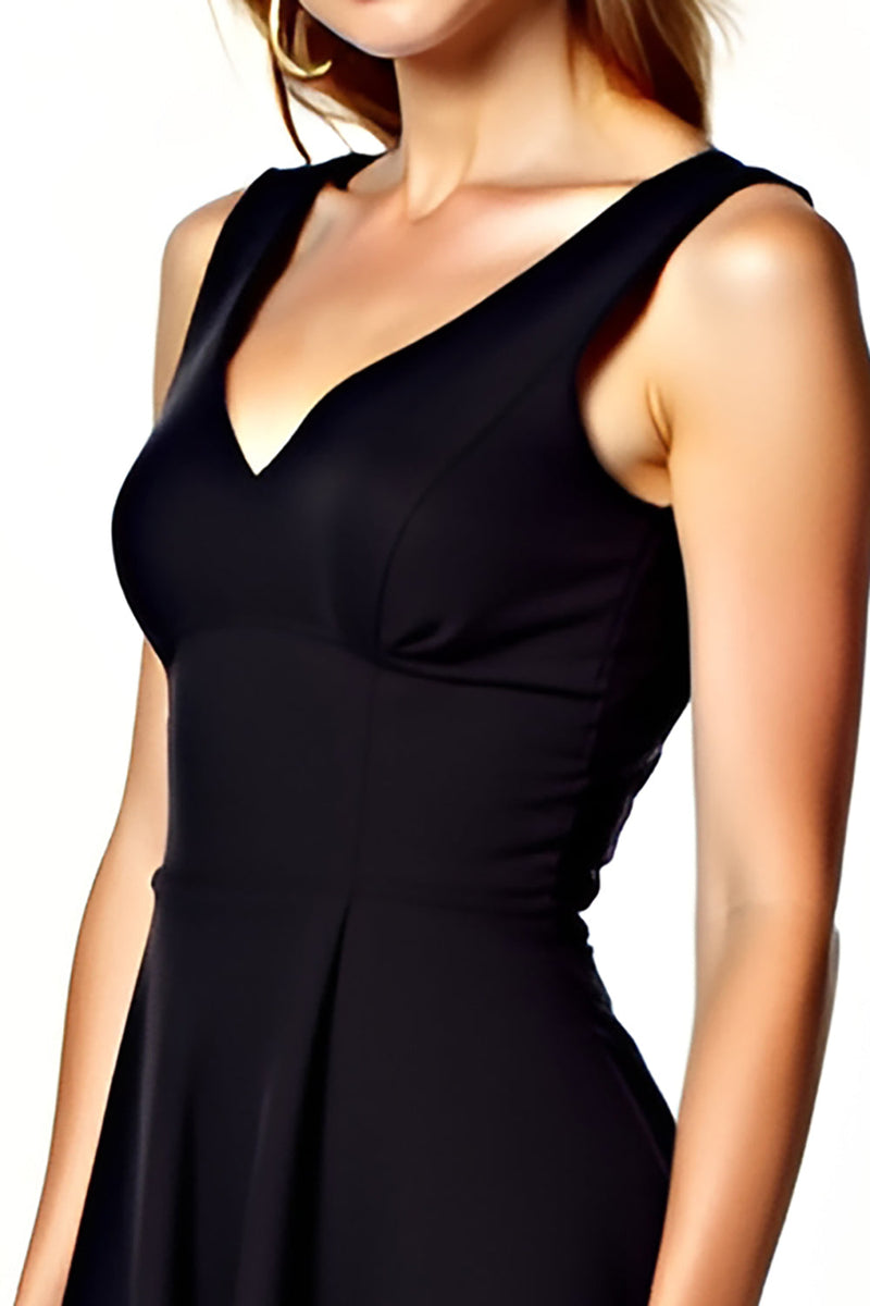 Load image into Gallery viewer, Black A Line V-Neck Short Graduation Dress