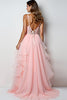 Load image into Gallery viewer, Blush Pink Tulle Tiered Appliques Long Prom Dress with Slit