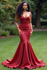 Load image into Gallery viewer, Sparkly Burgundy Mermaid Strapless Long Prom Dress