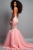 Load image into Gallery viewer, Blush Pink Mermaid Tulle Appliques Long Prom Dress